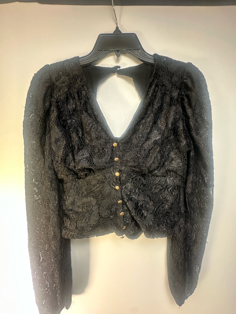 Anthropologie Blackโ Lace Textured Blouse